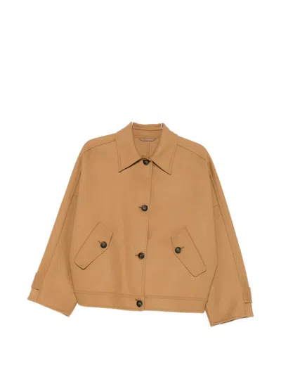 Closed Flap-pocket Buttoned Jacket In Brown