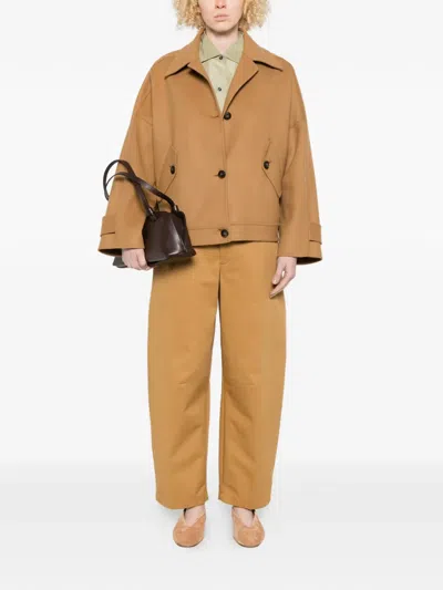 Closed Flap-pocket Buttoned Jacket In Brown