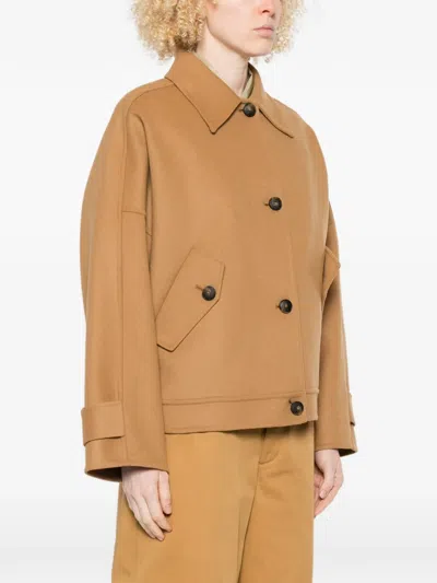 Closed Flap-pocket Buttoned Jacket In Brown