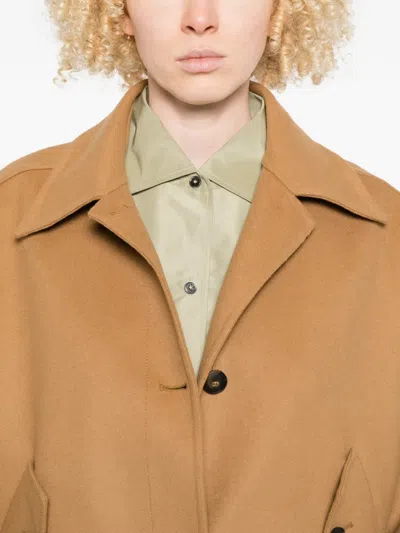 Closed Flap-pocket Buttoned Jacket In Brown