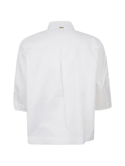 Herno Boxy White Poplin Shirt With Grosgrain Ribbon Tie In Black