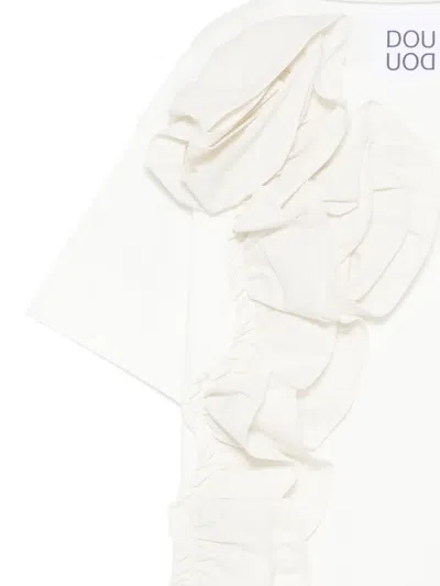Douuod Ruffled T-shirt In White