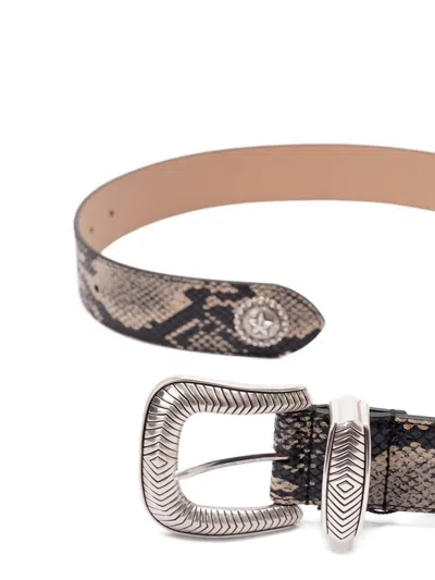 Kate Cate Python Buckle Leather Belt In Black