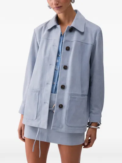 Liu •jo Button Suede Jacket In Blue