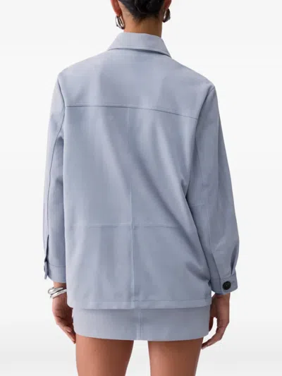 Liu •jo Button Suede Jacket In Blue
