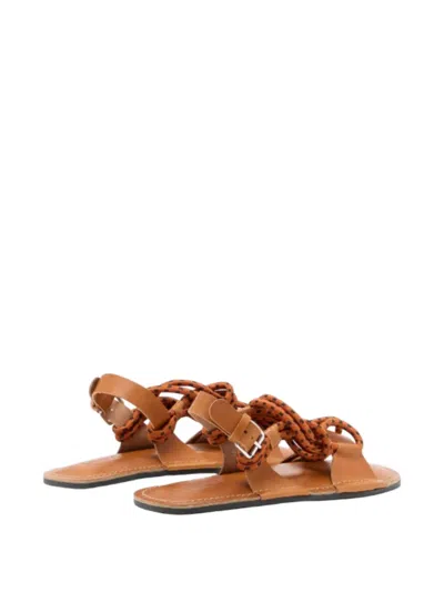 Plan C Braided Strap Sandals In Brown