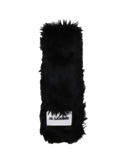 Jil Sander Rectangular Scarf In Black