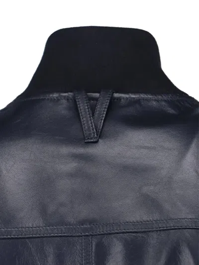 Valstar Buttoned Leather Jacket In Blue