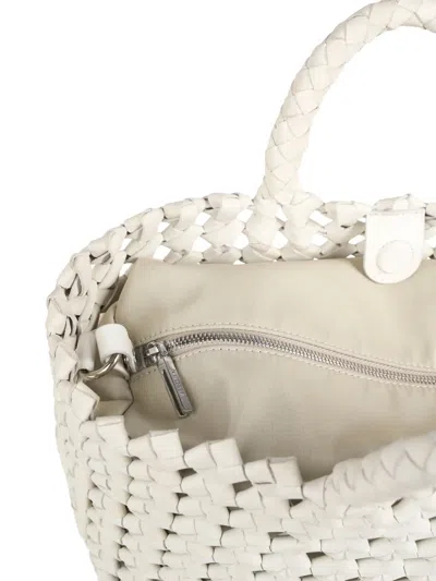 Visonà Borsa Regina In Pelle Intrecciata Bianca Visona In Neutral