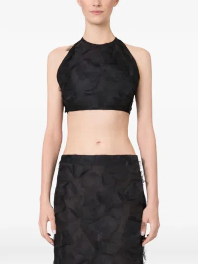 Max Mara Mxsfumetto Crop Top With Cut-out In Black