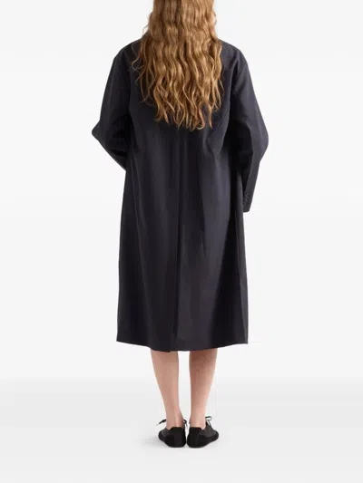 Prada Single-breasted Light Wool Coat In Blue