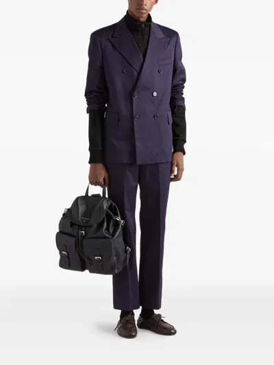 Prada Technical Jersey Blouson Jacket In Black