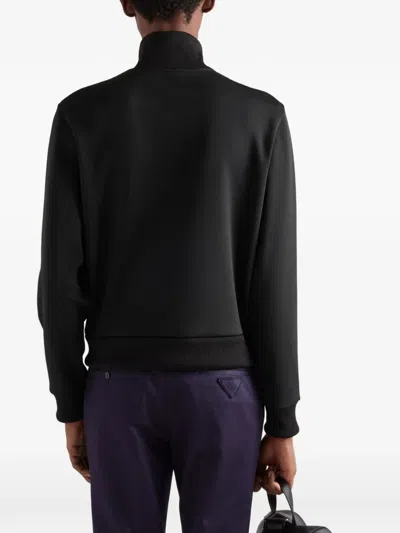 Prada Technical Jersey Blouson Jacket In Black