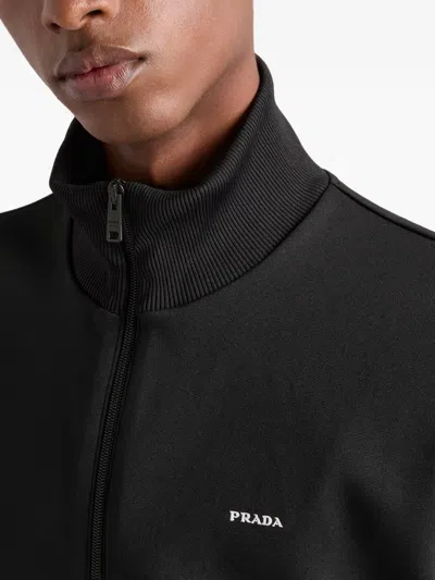 Prada Technical Jersey Blouson Jacket In Black