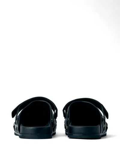 Rick Owens Megalace Mule Granola Black Leather Sandals In Black
