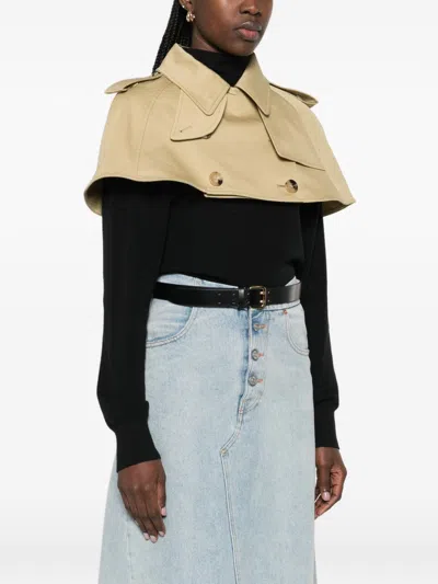 Burberry Collared Buttoned Cropped Jacket In Neutral