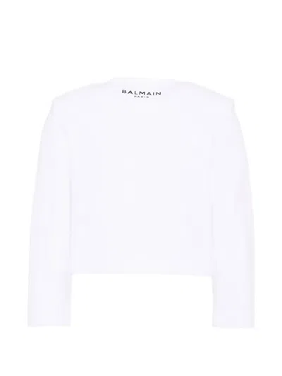 Balmain Buttoned Cotton Jacket In White