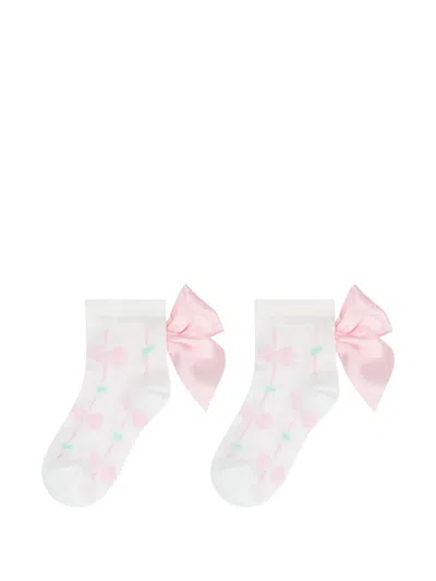A Dee Rowan Bow-print Socks In White