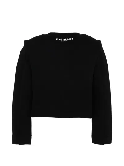 Balmain Buttoned Cotton Jacket In Black