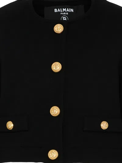 Balmain Buttoned Cotton Jacket In Black