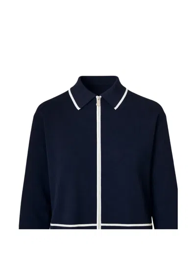 Gran Sasso Piped Zip Jacket In Blue