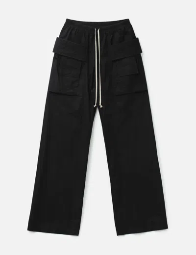 Rick Owens Drkshdw Creatch Wide-leg Cotton-blend Canvas Drawstring Cargo Trousers In Black