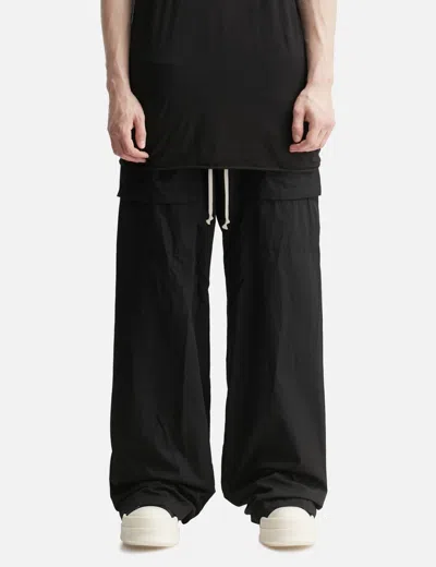 Rick Owens Drkshdw Creatch Wide-leg Cotton-blend Canvas Drawstring Cargo Trousers In Black