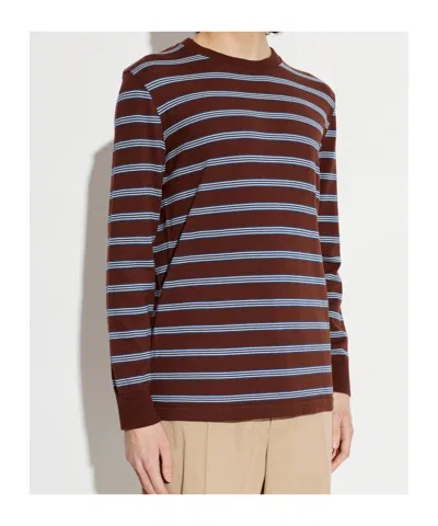 Moncler Striped Crew-neck T-shirt In Brown