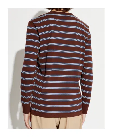 Moncler Striped Crew-neck T-shirt In Brown