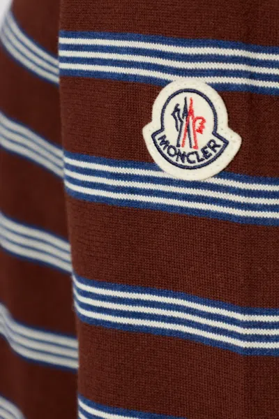 Moncler Striped Crew-neck T-shirt In Brown
