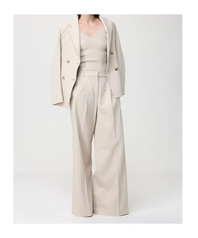 Max Mara Belt Loop Casual Pants In Gray