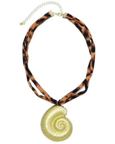 Adornia Plated Shell On Leopard Print Adjustable Necklace In Gold
