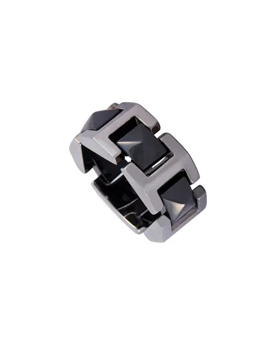Versace 18k White Gold Black Ceramic Ring
