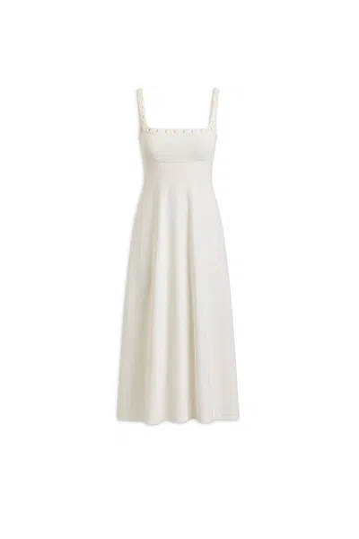 Scanlan Theodore Crepe Knit Daisy Neck Dress In White