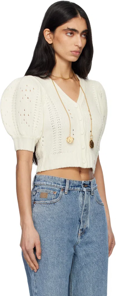 Chloé Cardigan Manches Bouffantes En Maille De Laine Et Cachemire In White