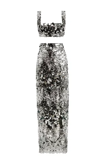 Milla Dazzling Sequined Set In Silver