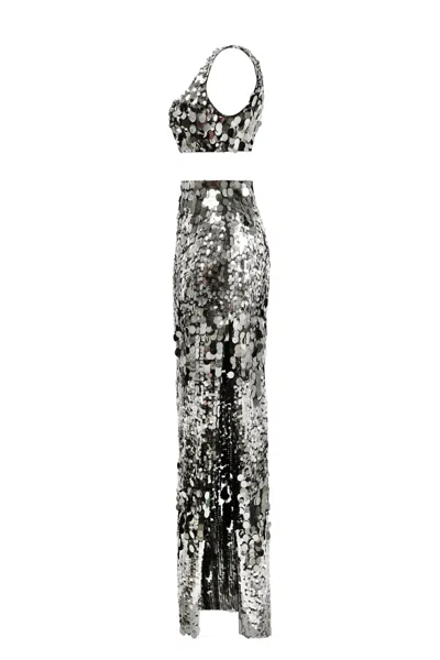 Milla Dazzling Sequined Set In Silver