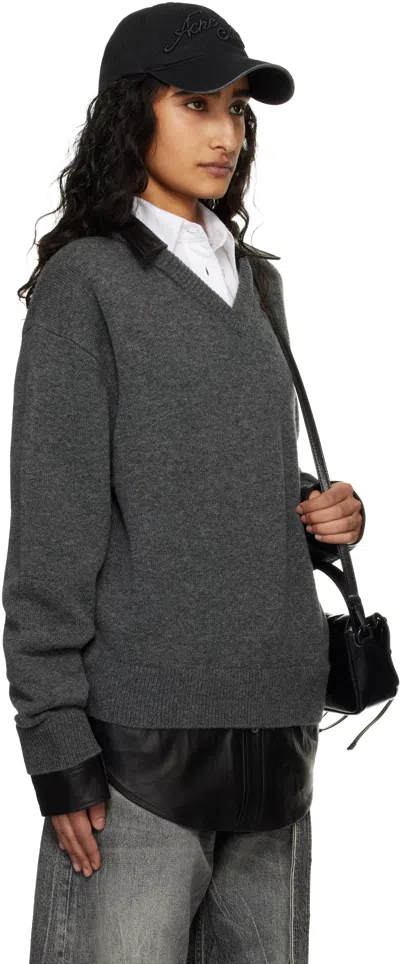 Acne Studios Gray Layered Wool Knit Sweater In Gray