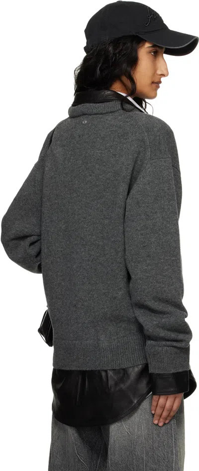 Acne Studios Gray Layered Wool Knit Sweater In Gray