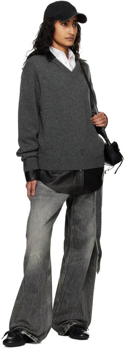 Acne Studios Gray Layered Wool Knit Sweater In Gray