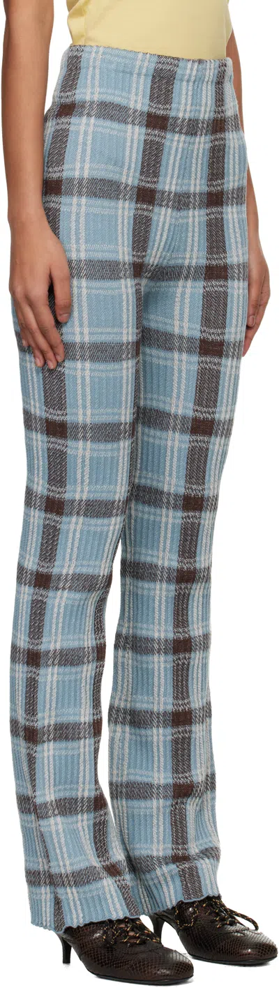 Acne Studios Checked Wool-blend Slim Pants In Blue