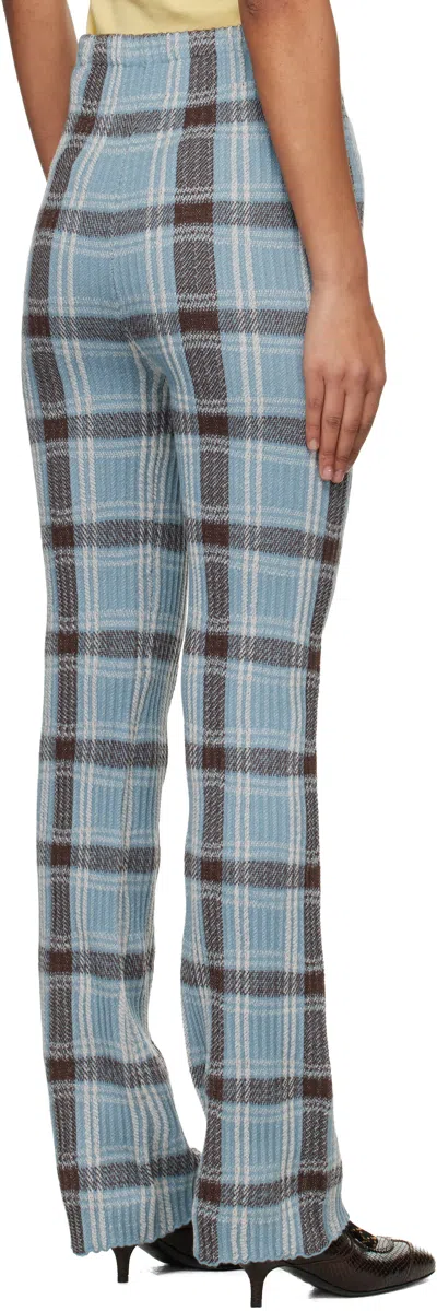 Acne Studios Checked Wool-blend Slim Pants In Blue