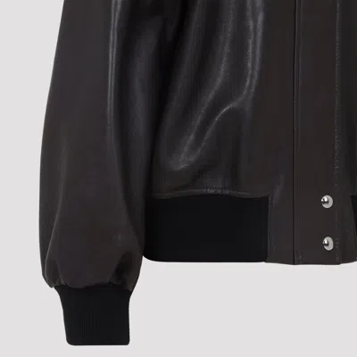 Khaite Womens Dark Brown Shelman Pointed-collar Leather Jacket Xs In Black