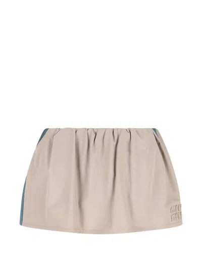 Miu Miu Drawstring Panel Skirt In Neutral