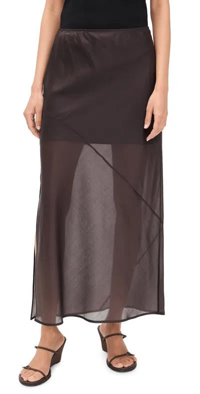Helmut Lang Lyrd Sheer Airy Skirt Bistre In Brown