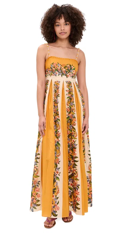 Farm Rio Sand Hilo Stripes Maxi Dresses Yellow In Multi