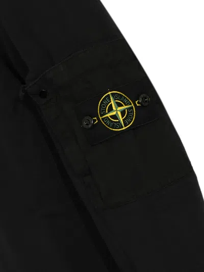 Stone Island Crewneck Sweatshirt With Ribbed Detailing And Logo Patch In Black