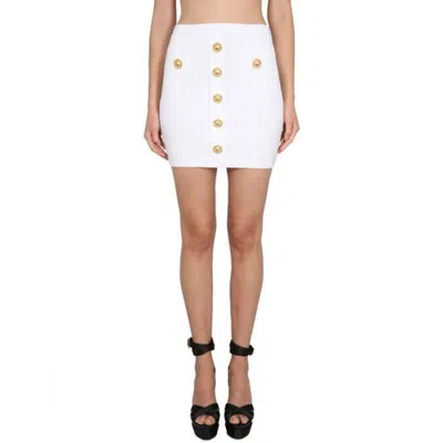 Balmain White Polyester Mini Skirt In White