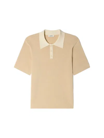Sandro Buttoned Polo Shirt In Neutral