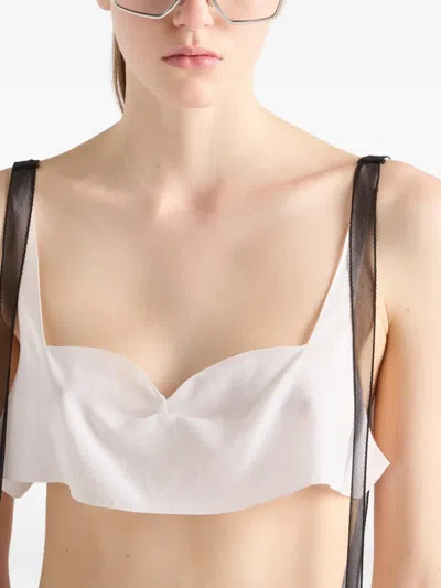 Prada Crepe De Chine Top In White